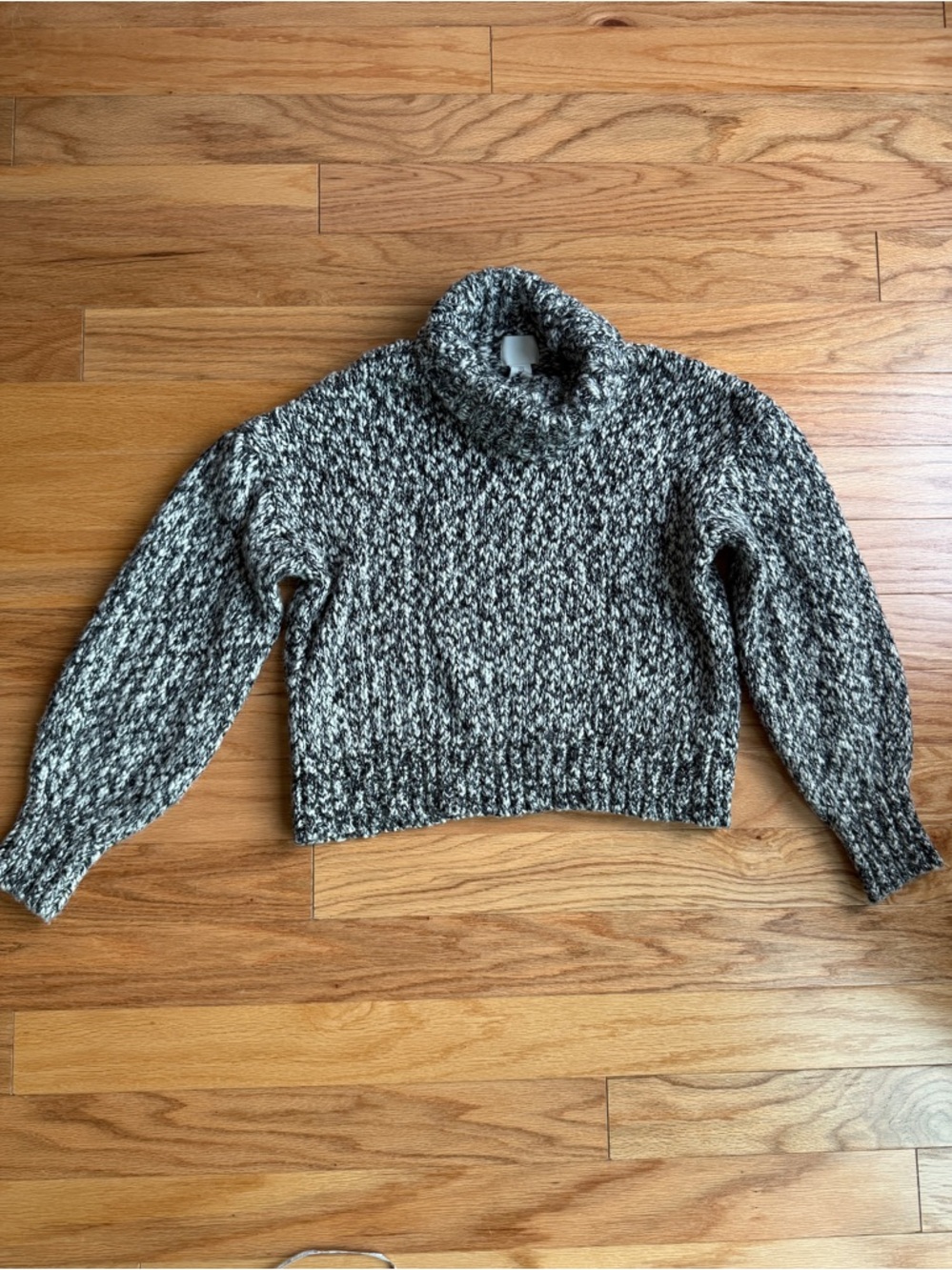 H&M Black & White Balloon Sleeve Roll Neck Sweater